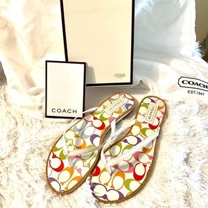 Vintage Coach leather flip flop white size 9.5